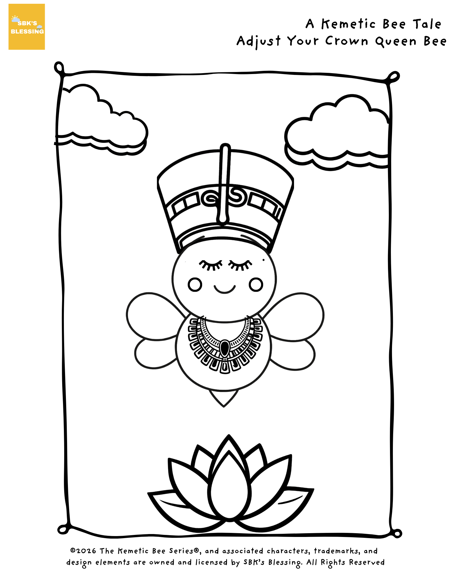 Adjust Your Crown Queen Bee Coloring Page 1