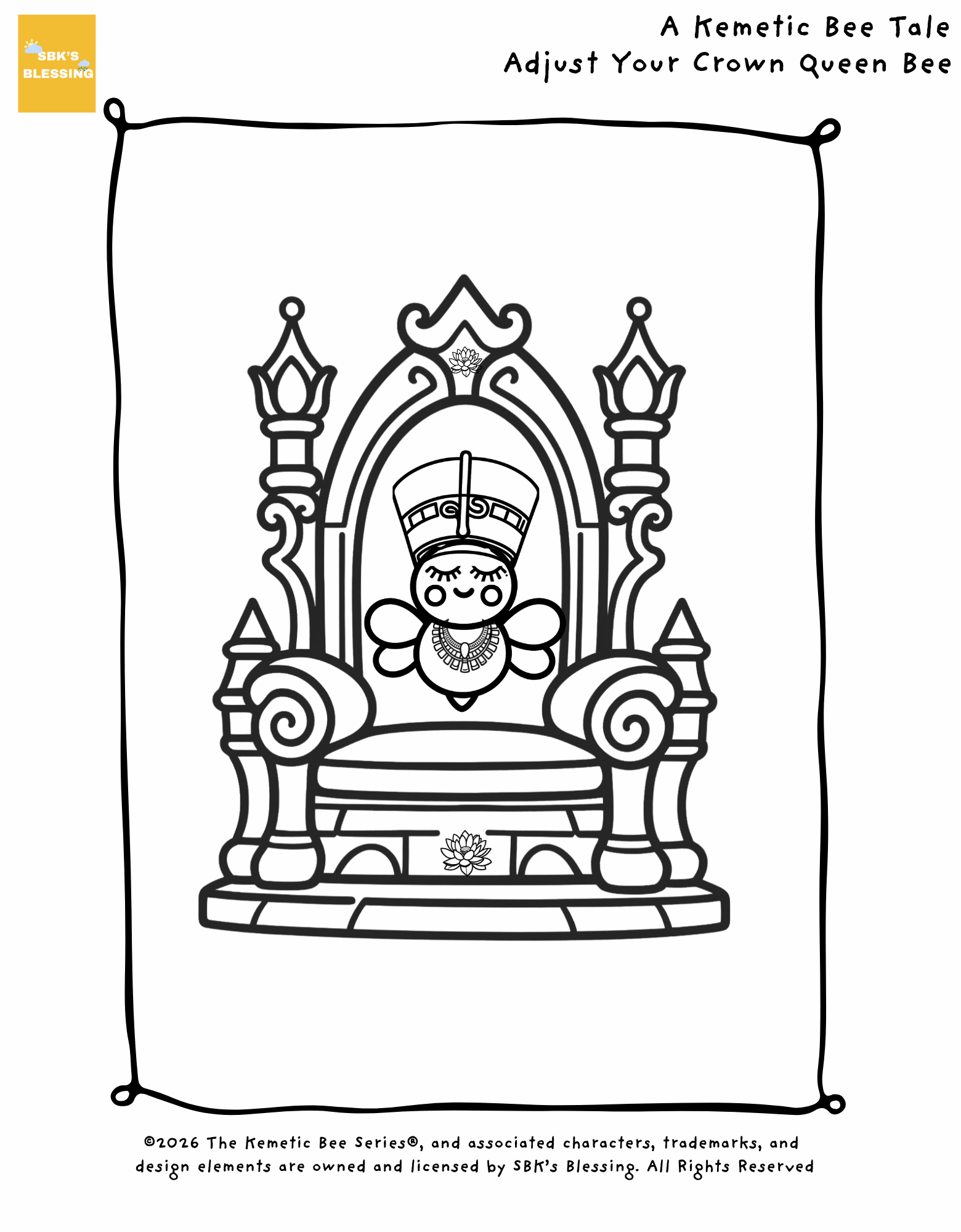 Adjust Your Crown Queen Bee Coloring Page 2