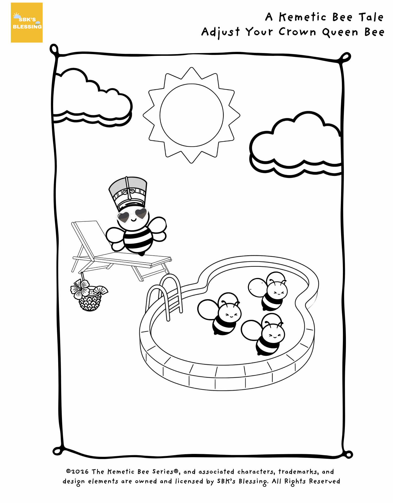 Adjust Your Crown Queen Bee Coloring Page 3
